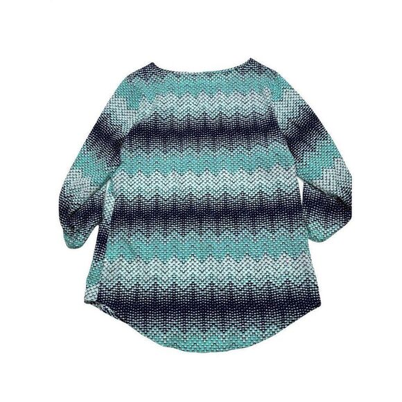 Croft & Barrow Blue Teal Aqua 3/4 Sleeve Chiffon Top Blouse Small NEW - Picture 9 of 9